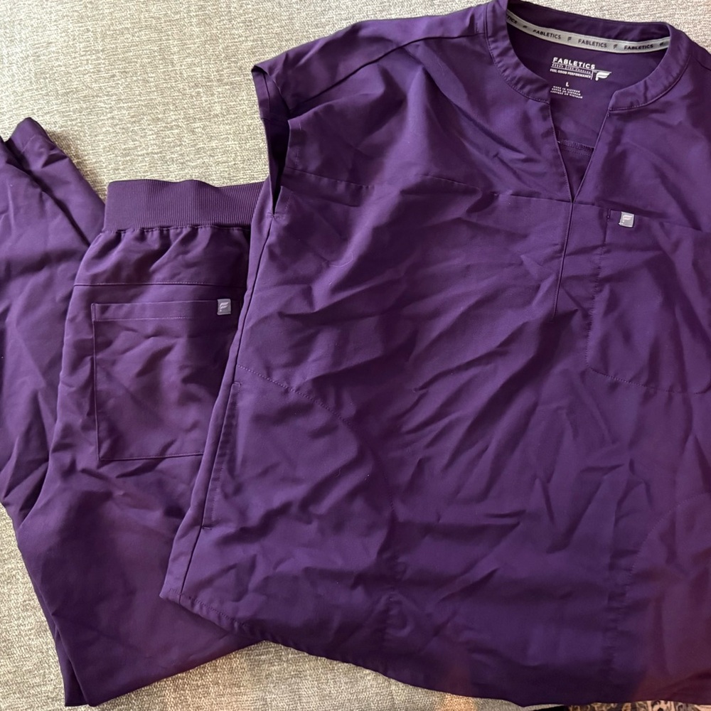 Fabletics Women's Scrub Set in Deep Purple